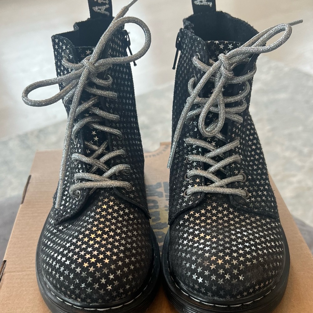 Black Suede with silver star Dr. martens
